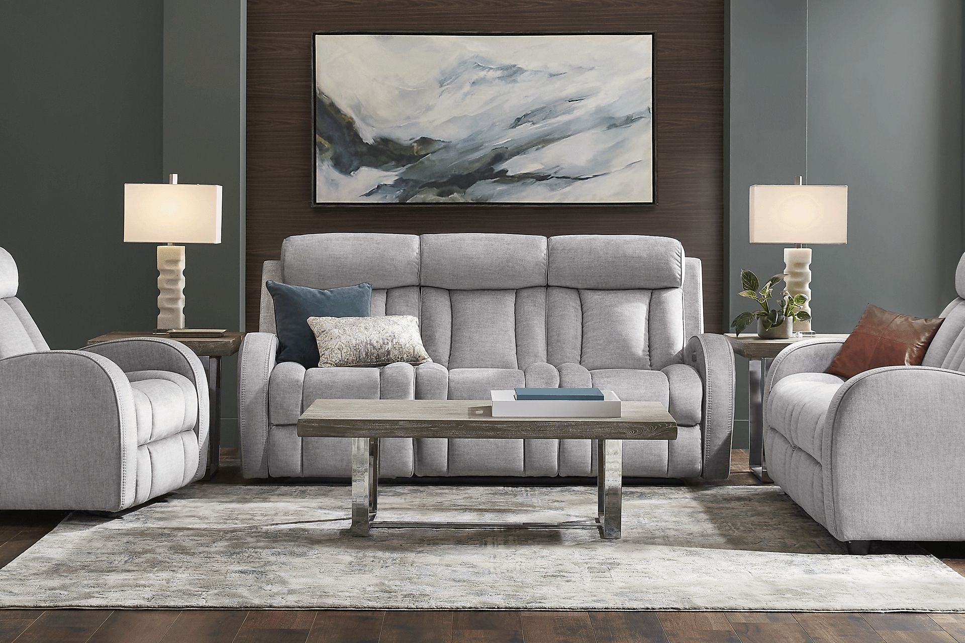 Copperfield Gray 6 Pc Living Room with Dual Power Reclining Sofa - Image 3