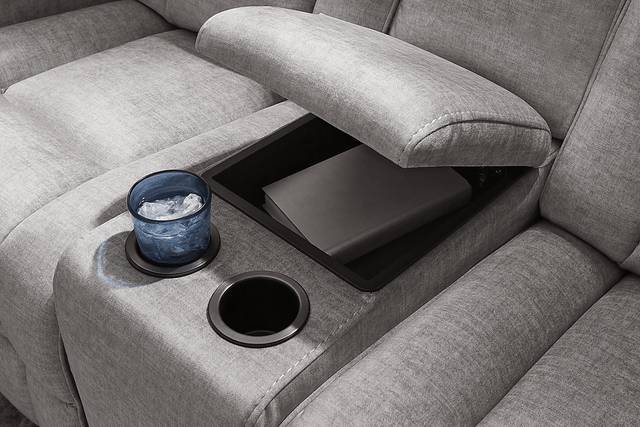 Copperfield Gray Dual Power Reclining Console Loveseat - Thumbnail - Image 3