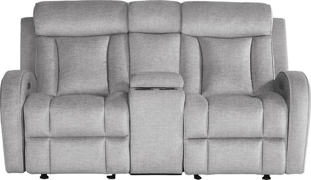 Copperfield Gray Dual Power Reclining Console Loveseat - Thumbnail - Image 1
