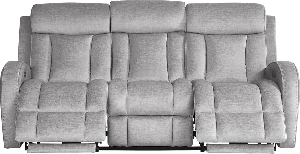 Copperfield 2 Pc Gray Polyester Fabric Dual Power Reclining Living Room