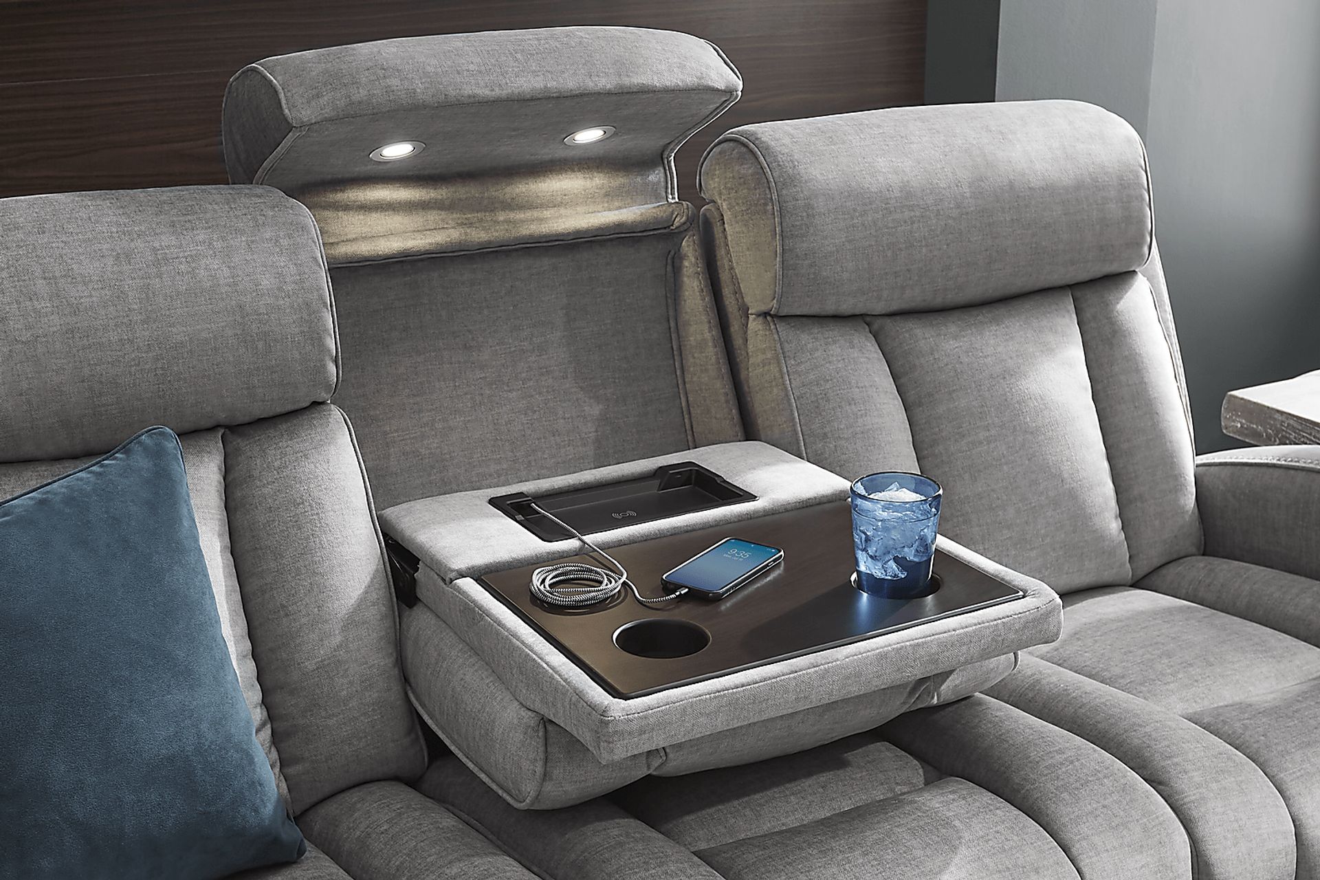 Copperfield Gray Dual Power Reclining Sofa - Image 8
