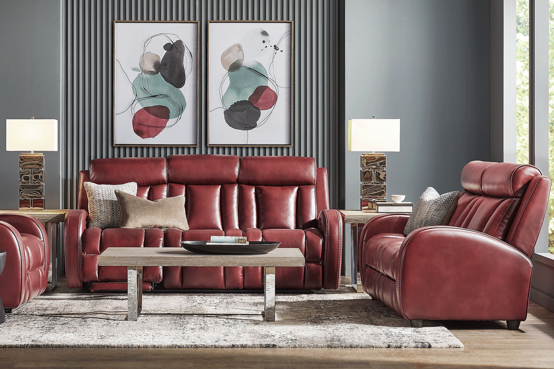 Copperfield Red 2 Pc Living Room with Dual Power Reclining Sofa - Image 1