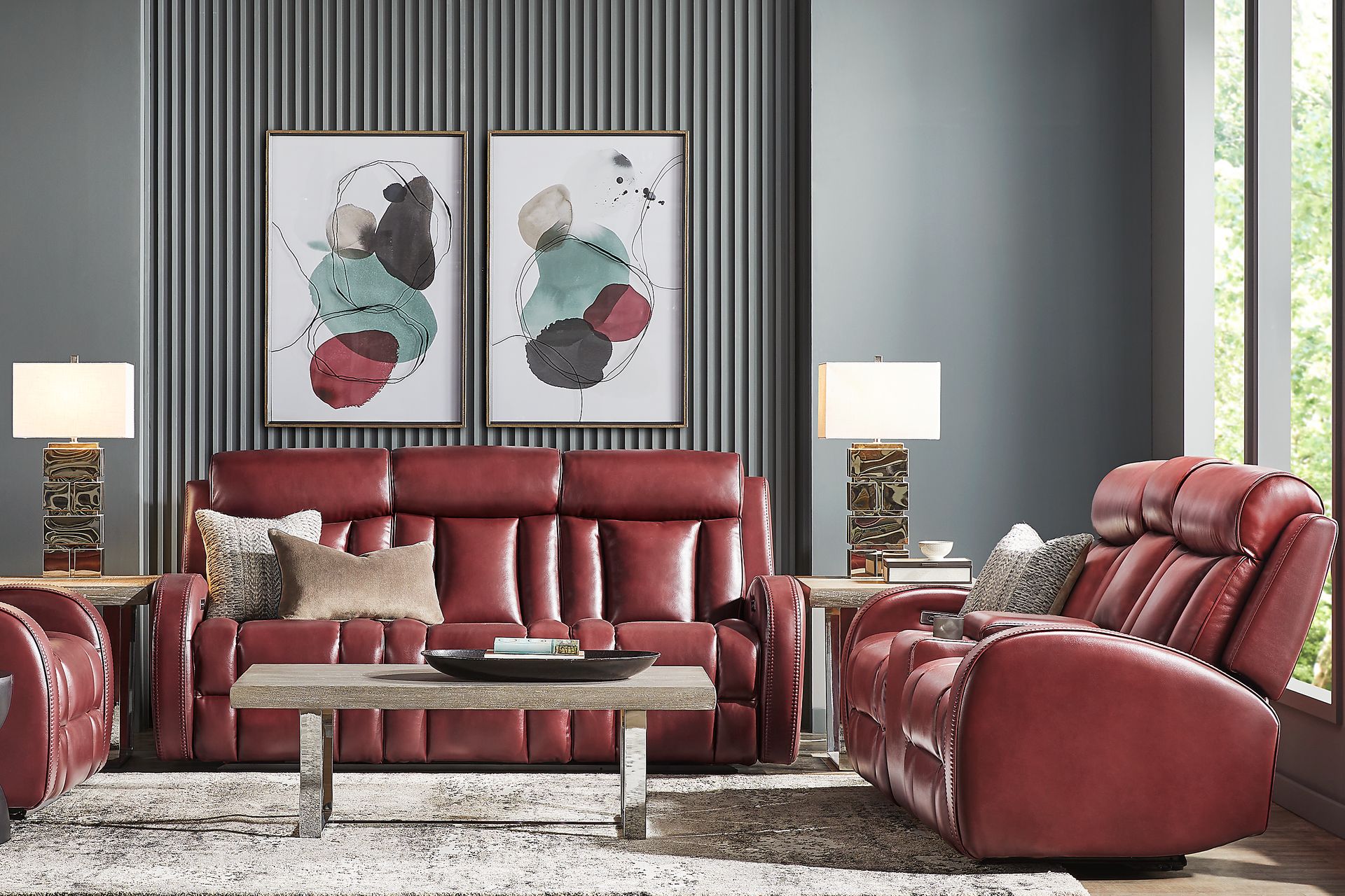 Copperfield Red 2 Pc Dual Power Reclining Living Room - Image 1