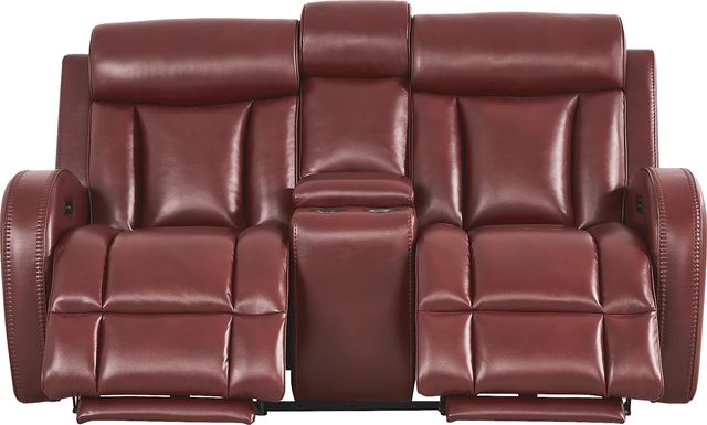 Copperfield Red Dual Power Reclining Console Loveseat