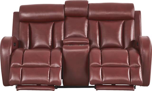 Copperfield Red Dual Power Reclining Console Loveseat - Thumbnail - Image 1