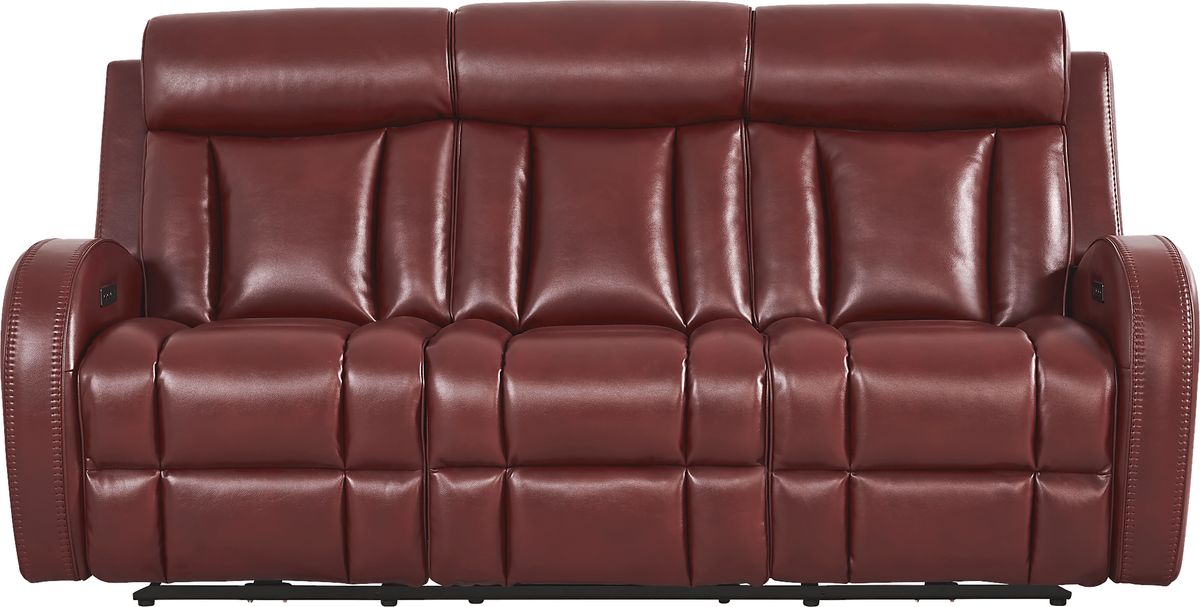 Copperfield Red Polyester Fabric Dual Power Reclining Sofa | Rooms to Go