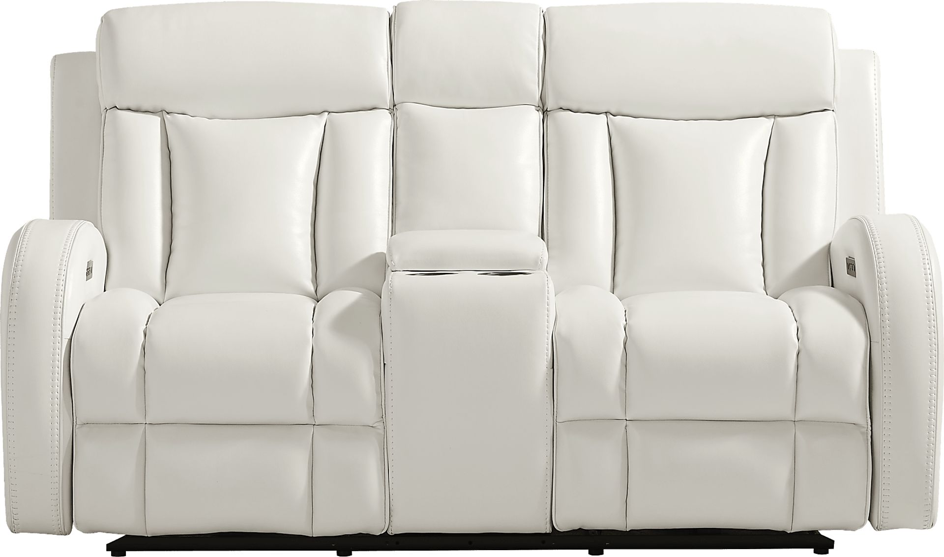 Copperfield White Dual Power Reclining Console Loveseat - Image 3