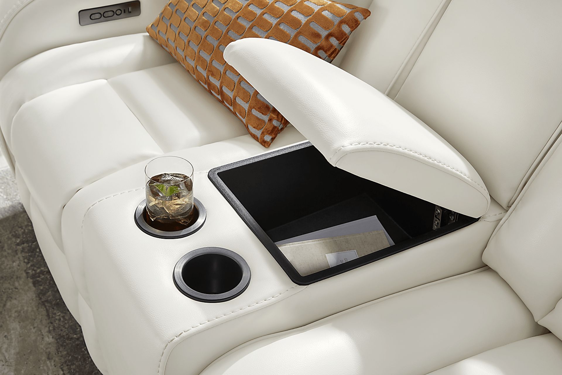 Copperfield White Dual Power Reclining Console Loveseat - Image 5