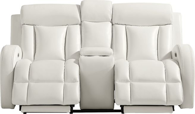 Copperfield White Dual Power Reclining Console Loveseat