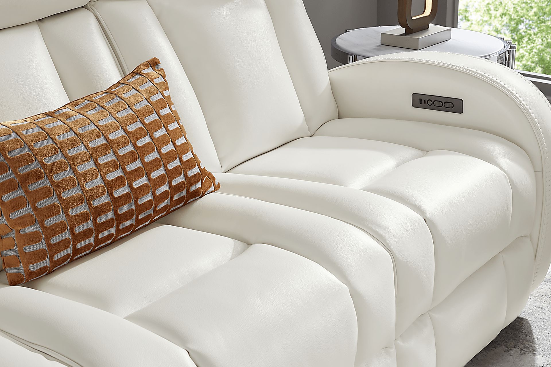 Copperfield White Dual Power Reclining Sofa - Image 5