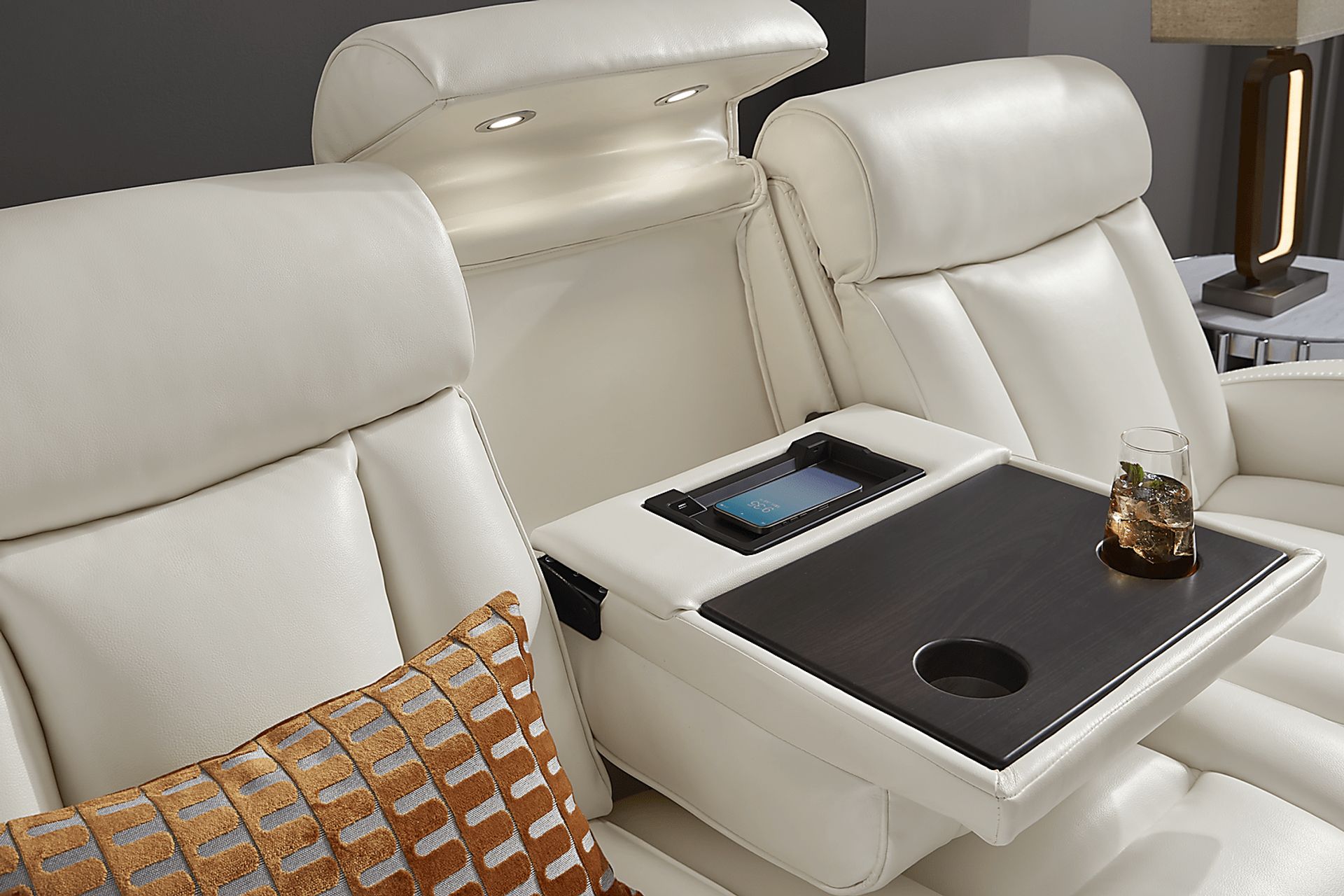 Copperfield White Dual Power Reclining Sofa - Image 7