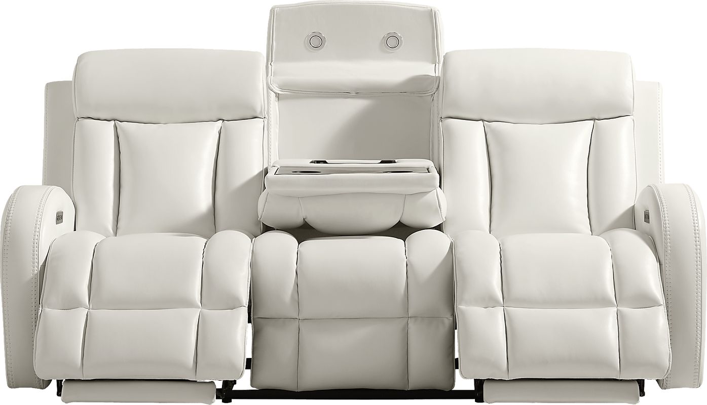 Copperfield White Dual Power Reclining Sofa