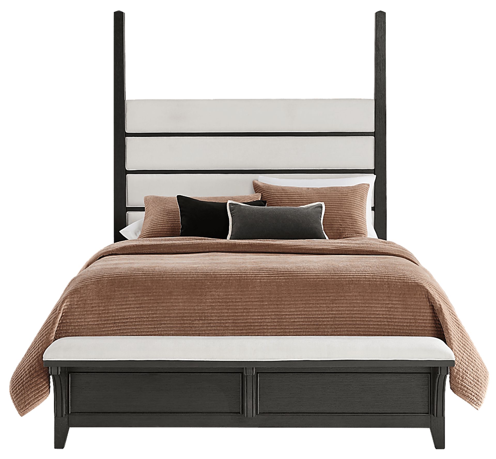 Copperline Black 7 Pc King Poster Bedroom with Bench - Image 2