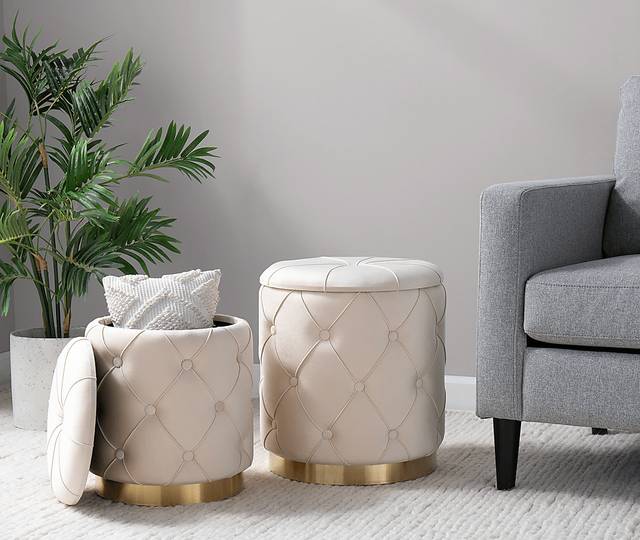 Coppinger Cream Accent Ottoman Set of 2 - Thumbnail - Image 5