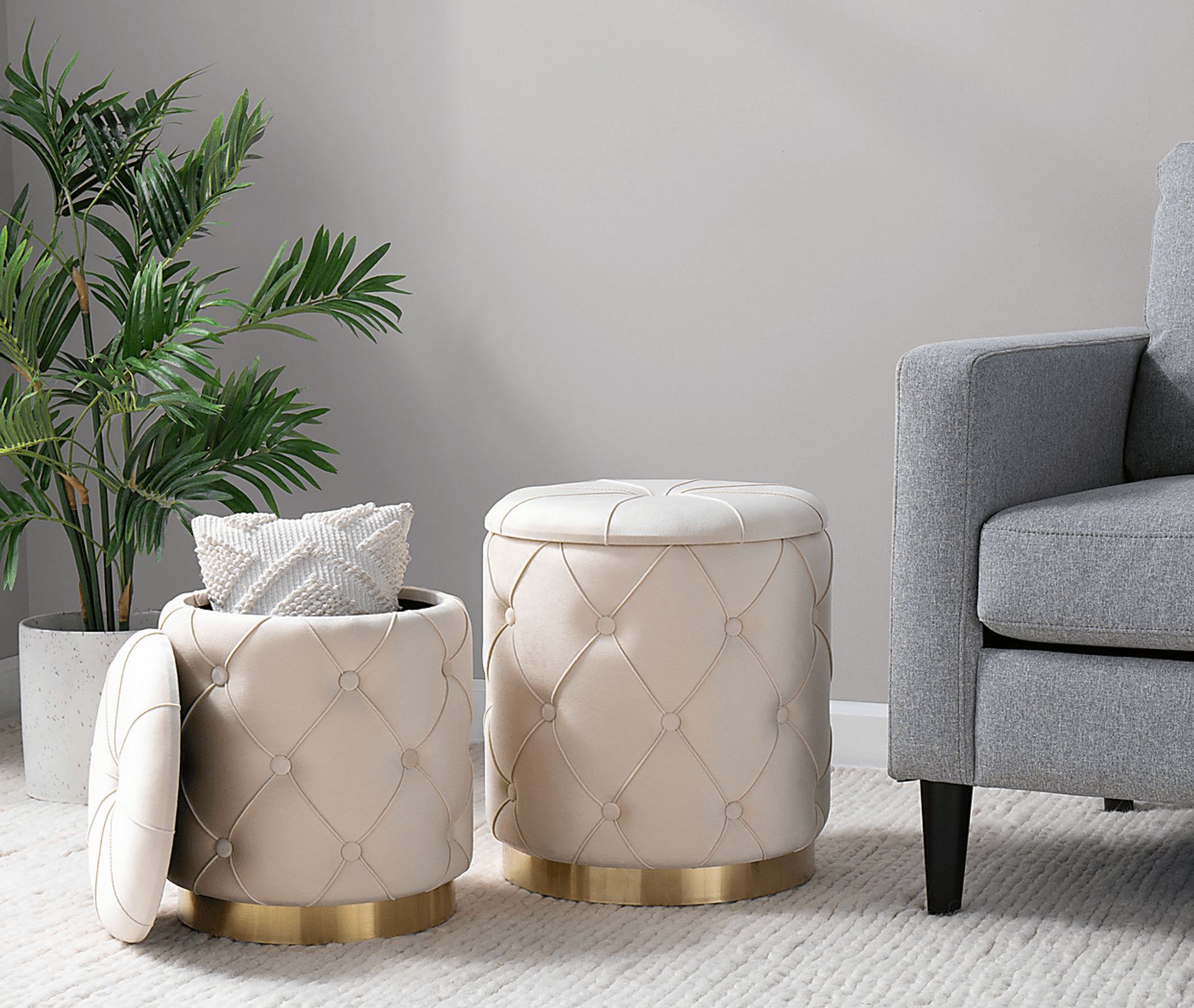 Coppinger Cream Accent Ottoman Set of 2 - Image 5