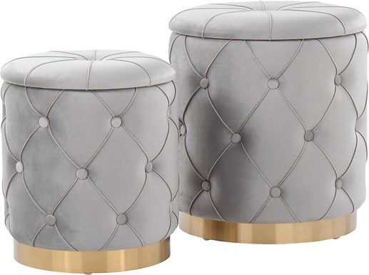 Coppinger Silver Accent Ottoman Set of 2