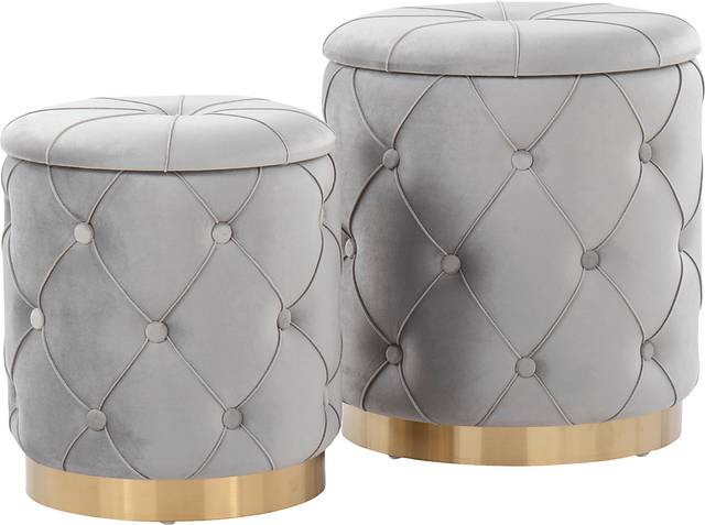 Coppinger Silver Accent Ottoman Set of 2 - Thumbnail - Image 1