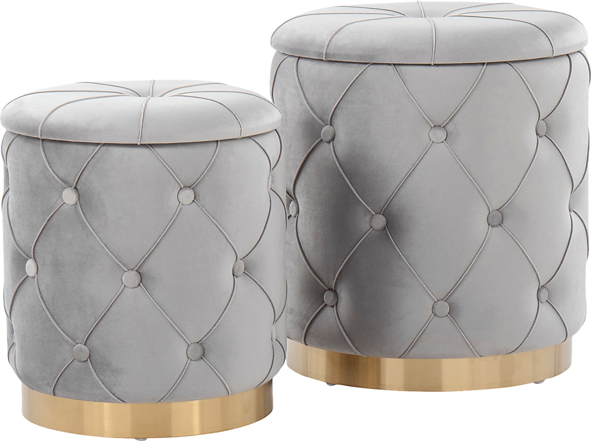 Coppinger Silver Accent Ottoman Set of 2 - Image 1