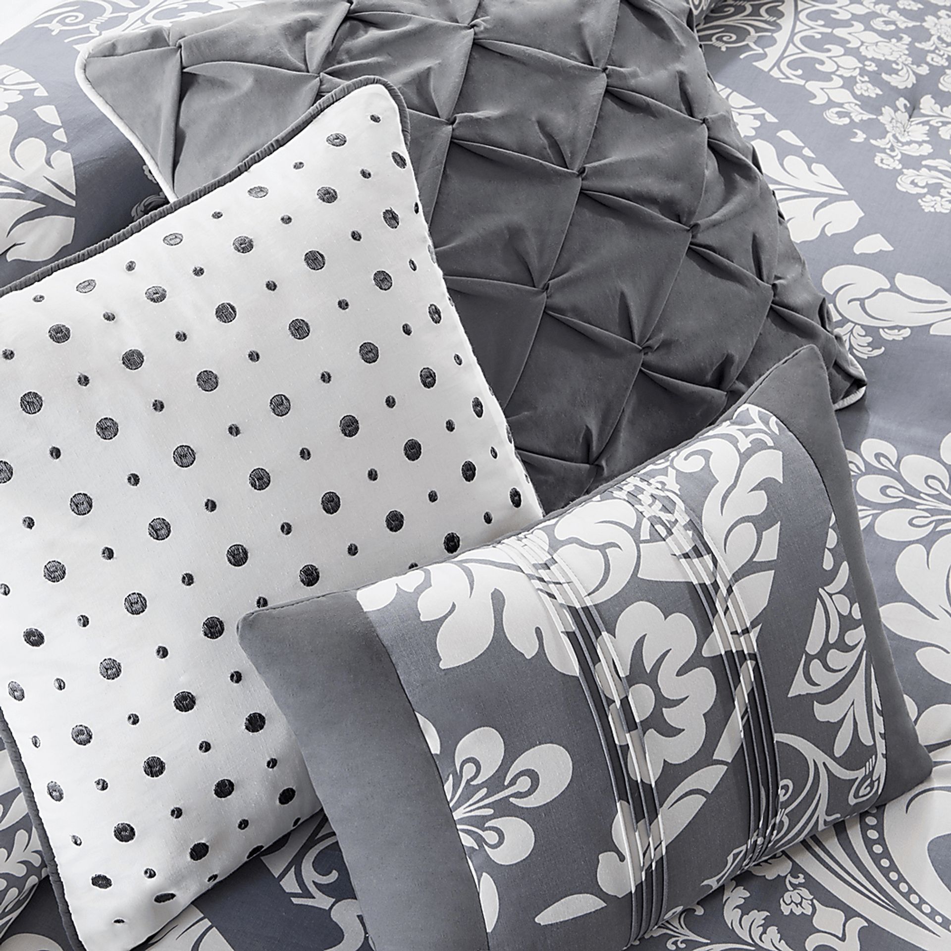 Cora Gray 7 Pc Queen Comforter Set - Image 3