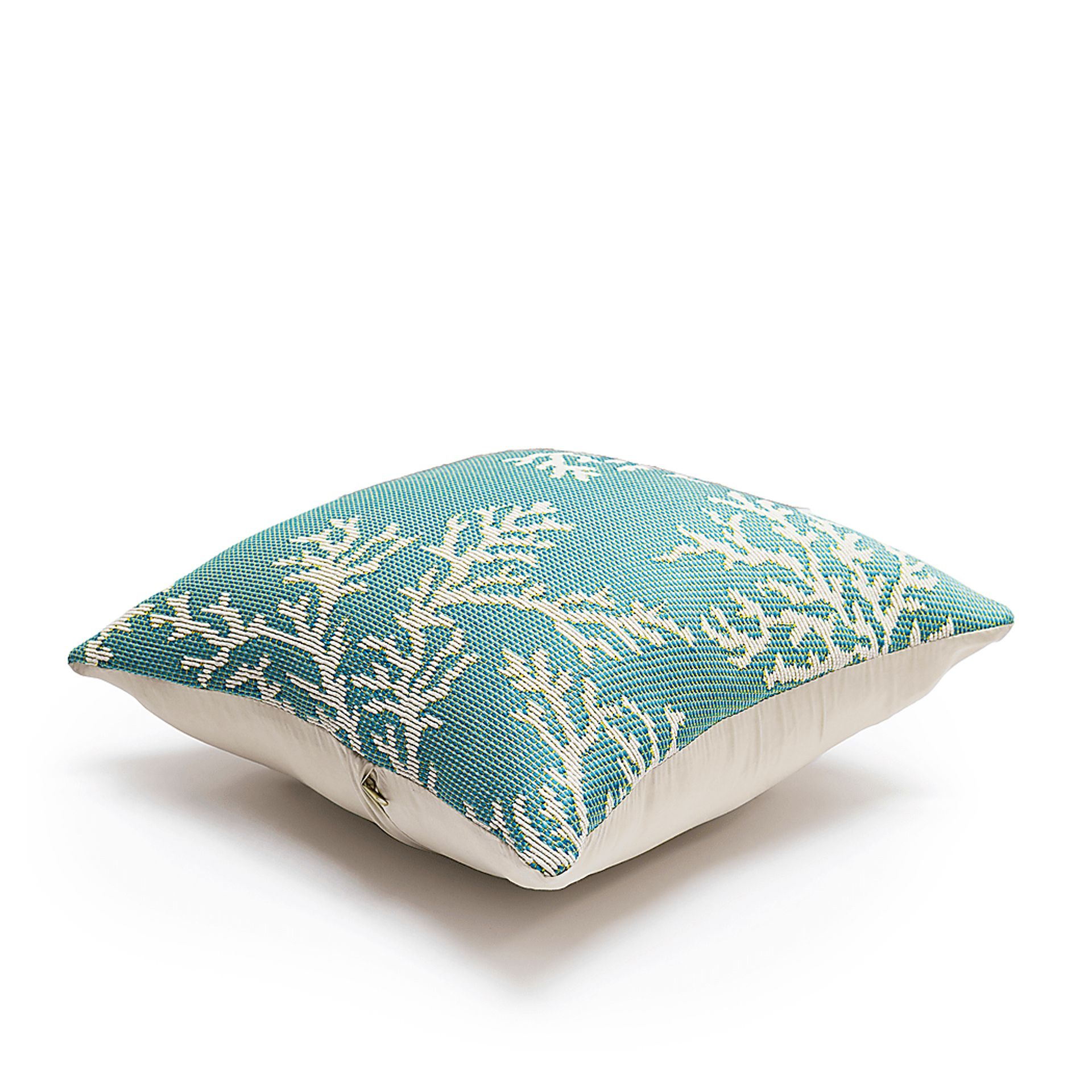 Coral Blossom Aqua Indoor/Outdoor Accent Pillow - Image 3