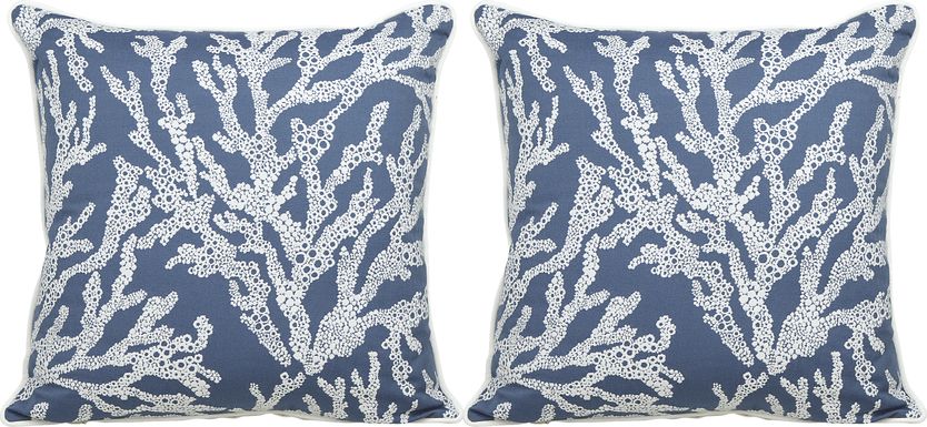 Coral Capri Blue Indoor/Outdoor Accent Pillow, Set of Two