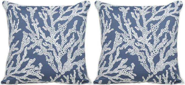 Coral Capri Blue Indoor/Outdoor Accent Pillow, Set of Two - Thumbnail - Image 1