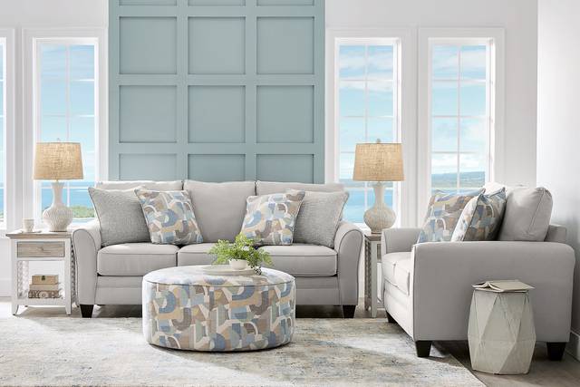 Coralville Gray 7 Pc Living Room with Sleeper Sofa - Thumbnail - Image 1