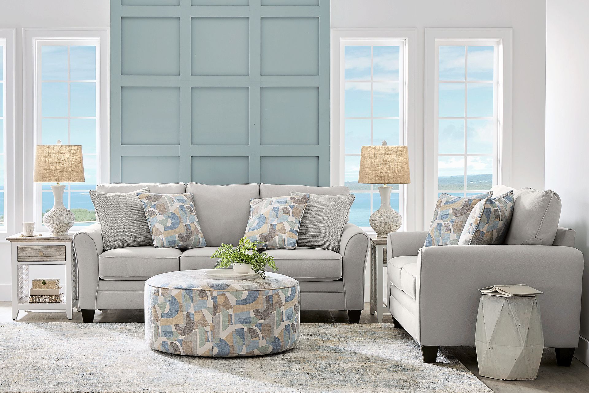 Coralville Gray 7 Pc Living Room with Sleeper Sofa - Image 1