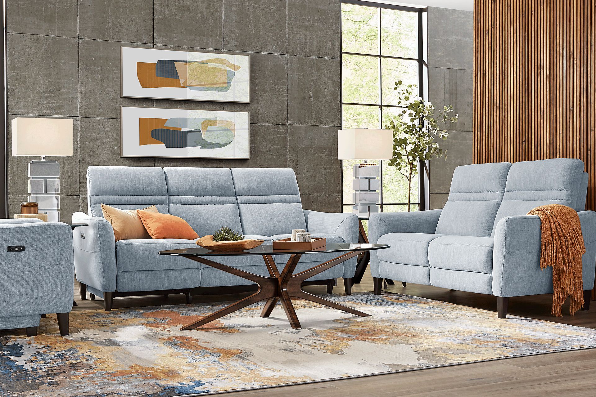 Corby Lane Ocean 5 Pc Living Room with Dual Power Reclining Sofa - Image 1