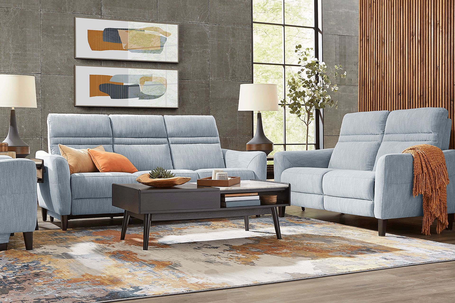 Corby Lane Ocean 7 Pc Living Room with Dual Power Reclining Sofa - Image 1