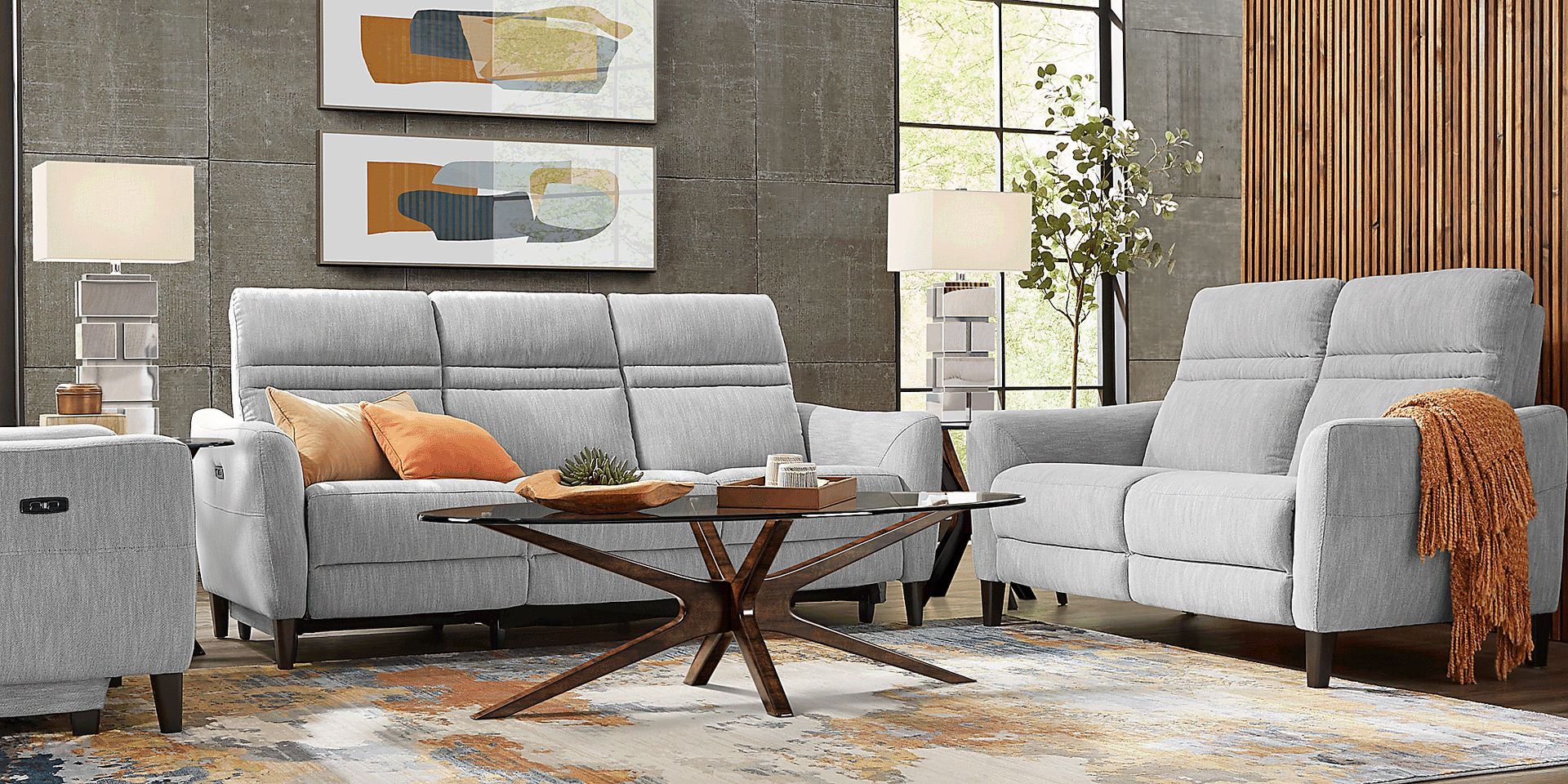Corby Lane Platinum Beige Fabric Dual Power Reclining Sofa Rooms to Go
