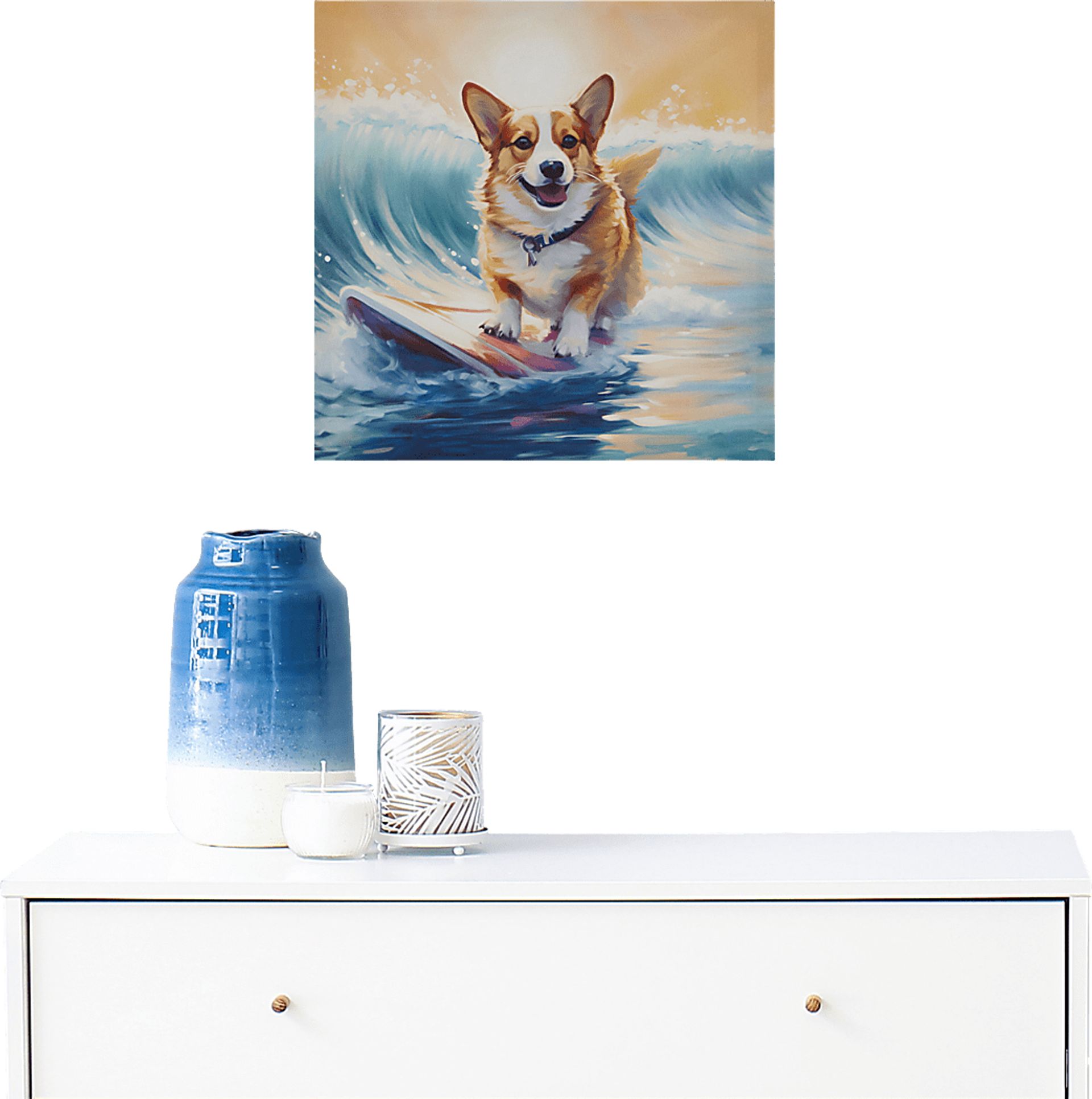 Corgi On The Beach Blue Wall Decor - Image 2