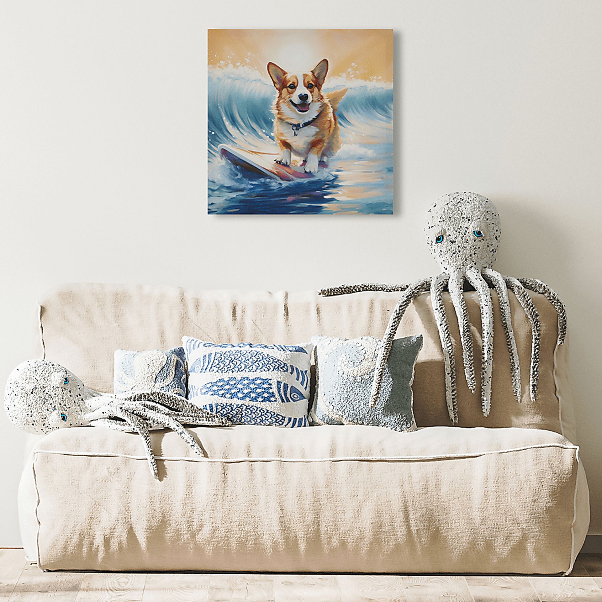 Corgi On The Beach Blue Wall Decor - Image 3
