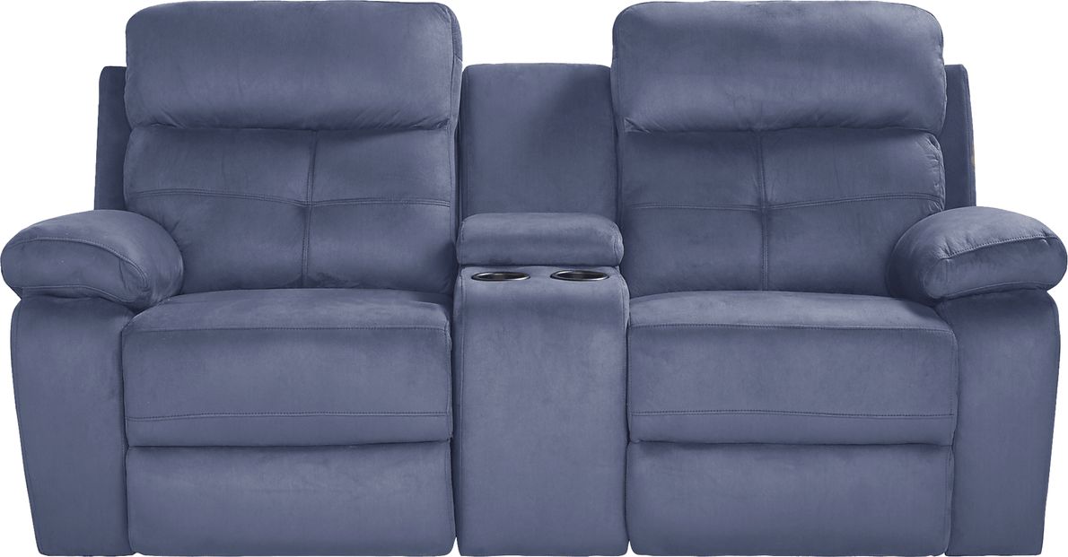 Corinne Ink Blue Microfiber NonPower Reclining Loveseat Rooms To Go
