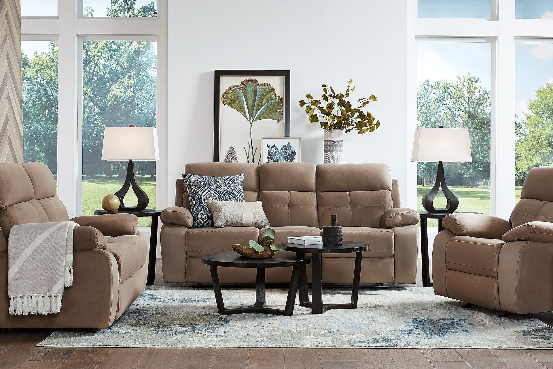 Corinne Stone 3 Pc Living Room with Reclining Sofa - Image 1
