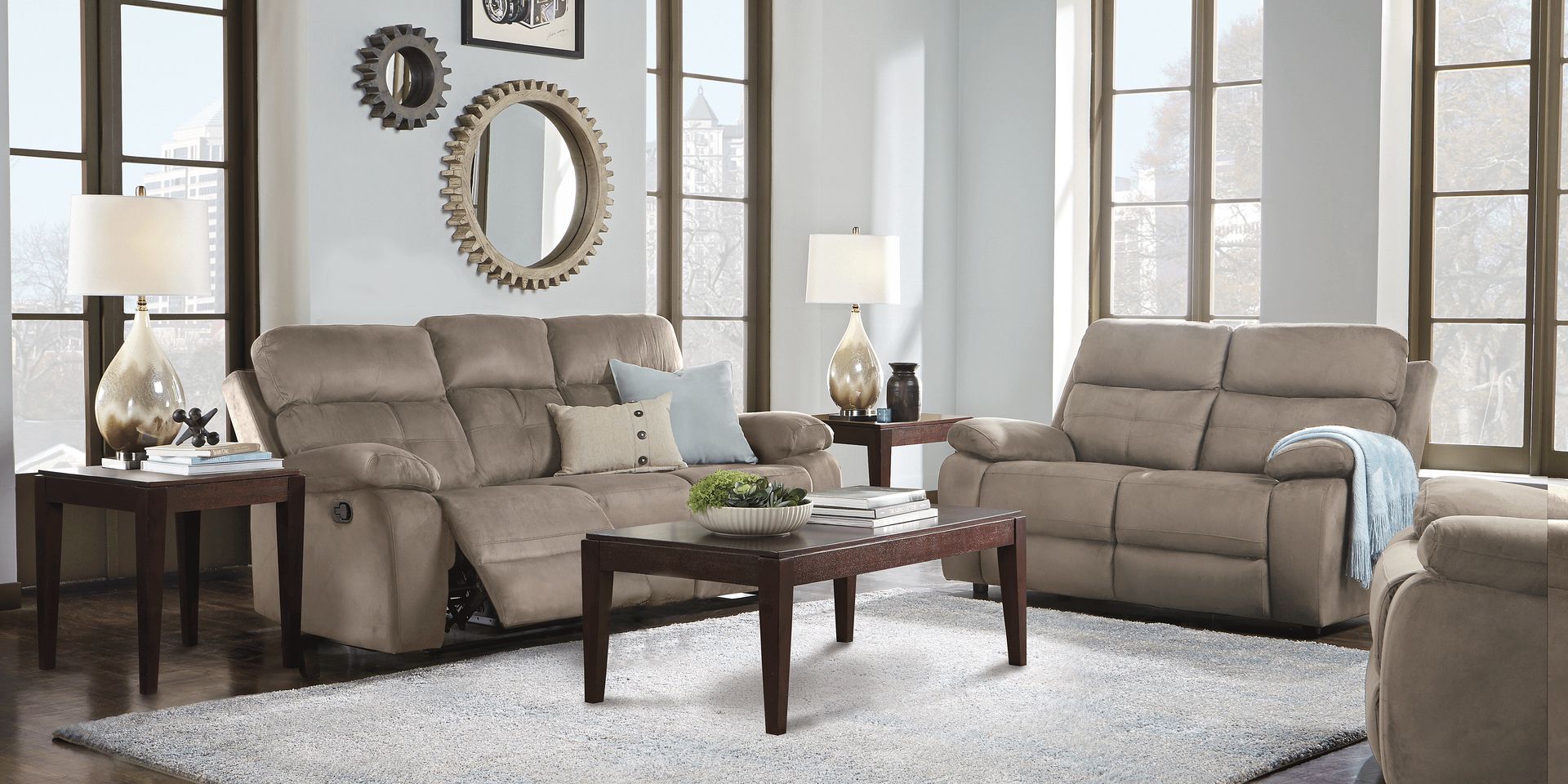 Corinne Stone 5 Pc Living Room with Reclining Sofa - Image 2