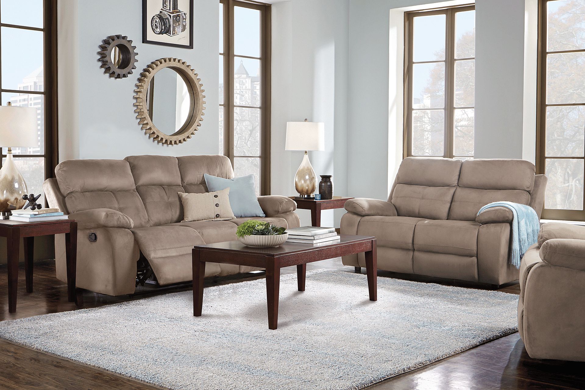 Corinne Stone 5 Pc Living Room with Reclining Sofa - Image 1