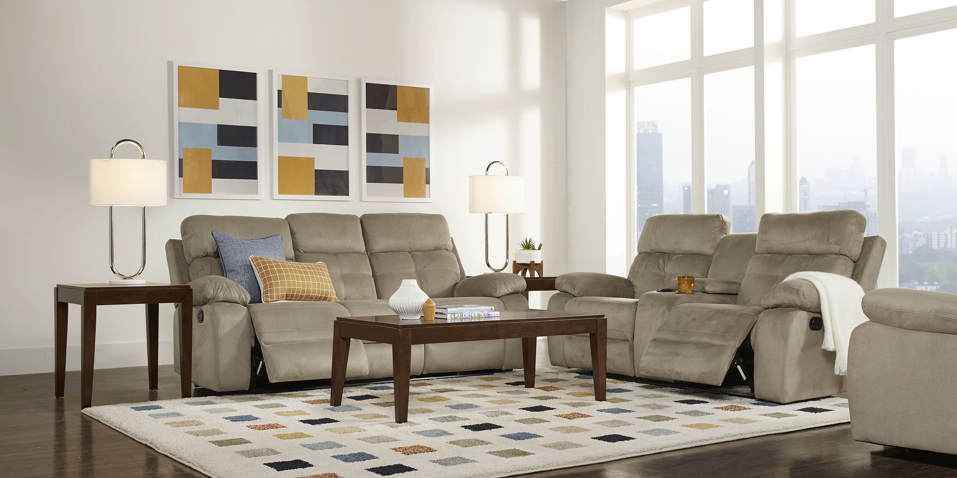 Corinne Stone 5 Pc Living Room with Reclining Sofa - Image 2
