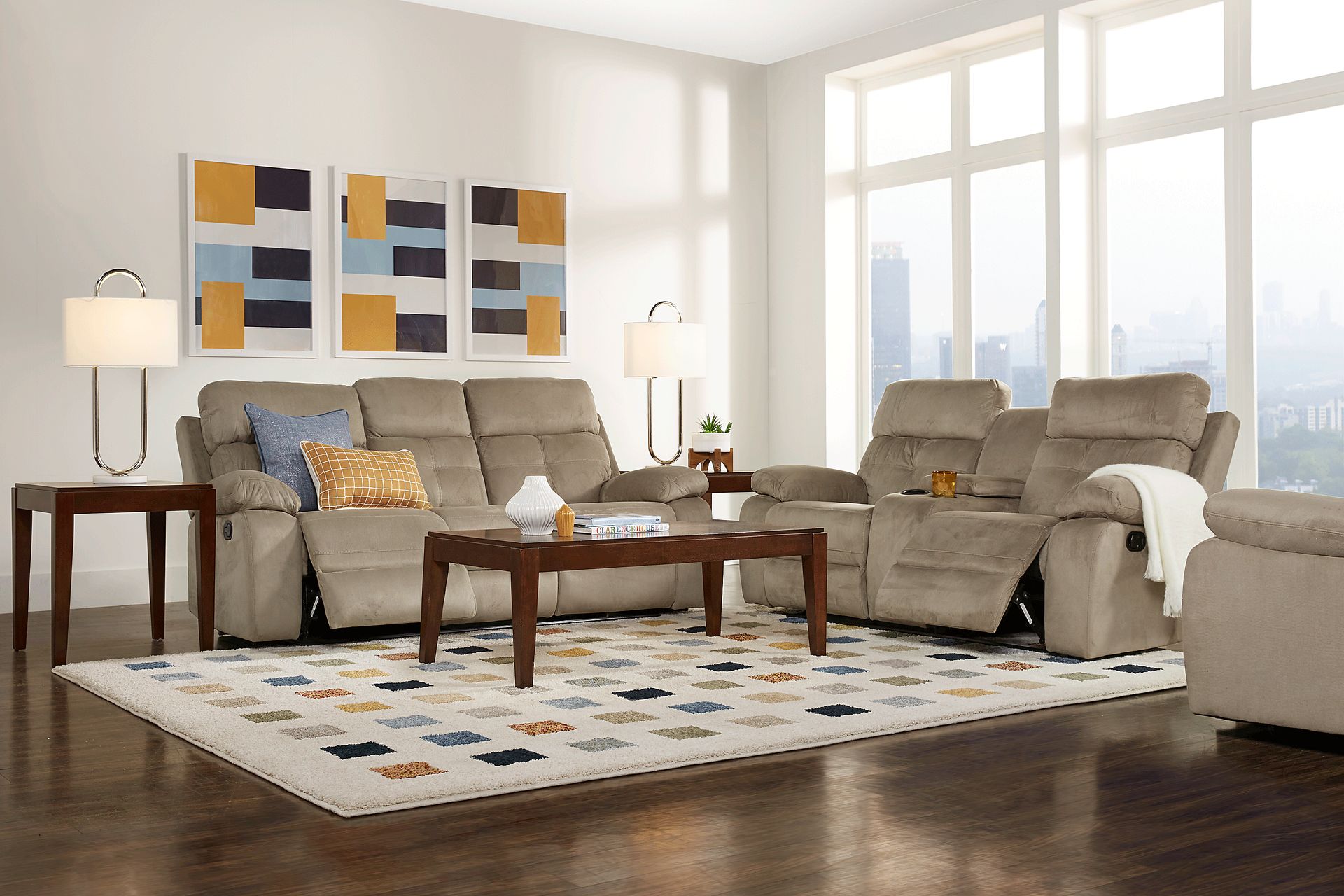 Corinne Stone 5 Pc Living Room with Reclining Sofa - Image 1