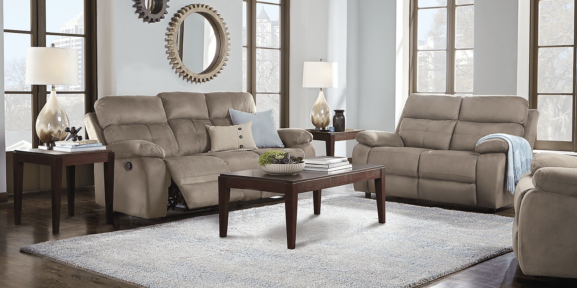 Corinne Stone 7 Pc Living Room with Reclining Sofa - Image 2