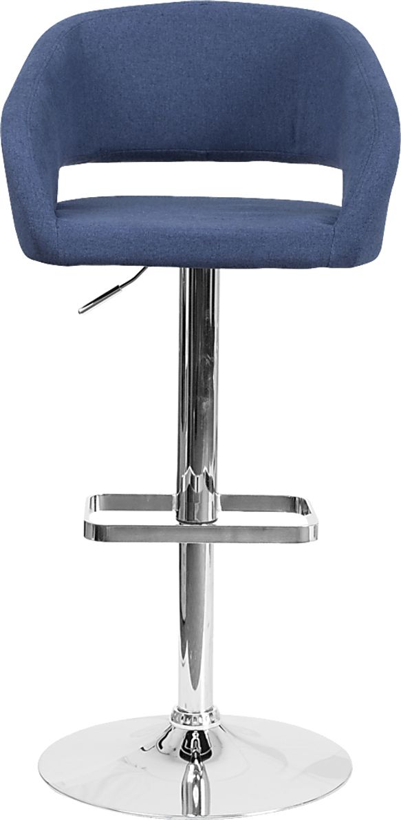 Corley Blue Plush Adjustable Swivel Barstool