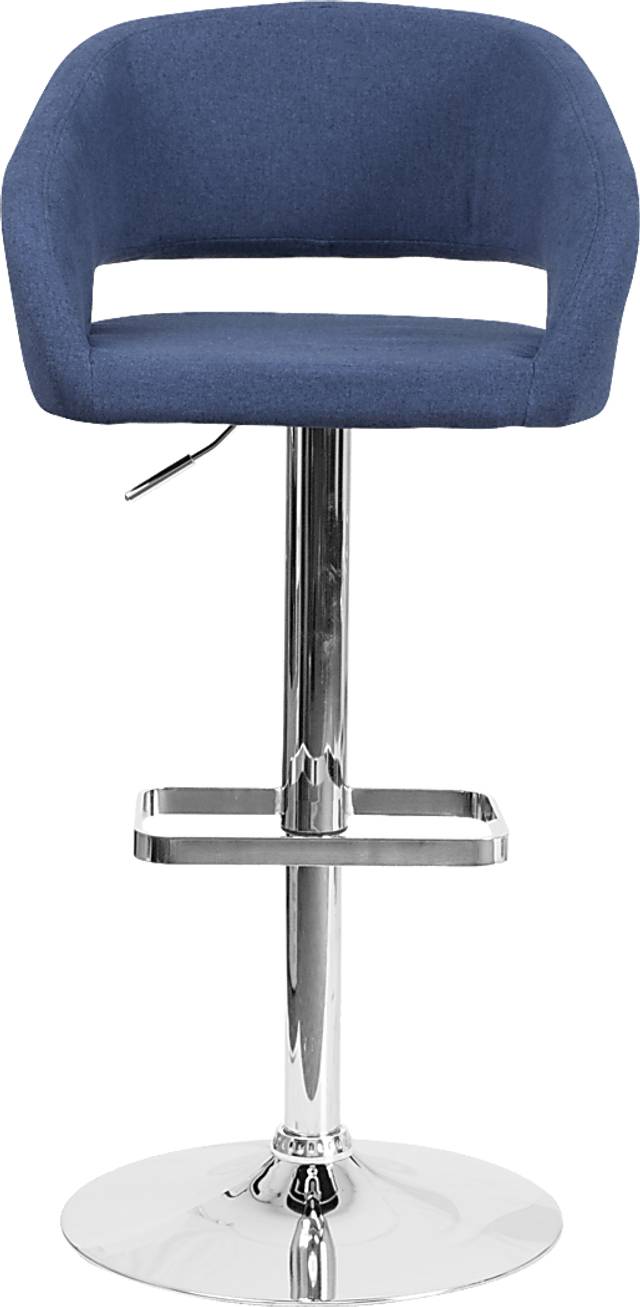 Corley Blue Plush Adjustable Swivel Barstool - Thumbnail - Image 2