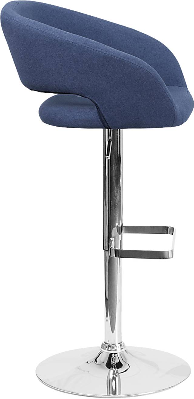Corley Blue Plush Adjustable Swivel Barstool - Thumbnail - Image 3