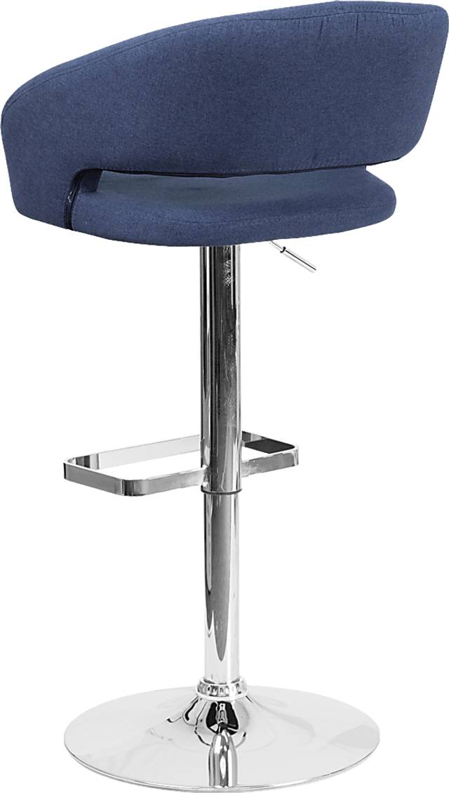 Corley Blue Plush Adjustable Swivel Barstool - Thumbnail - Image 4