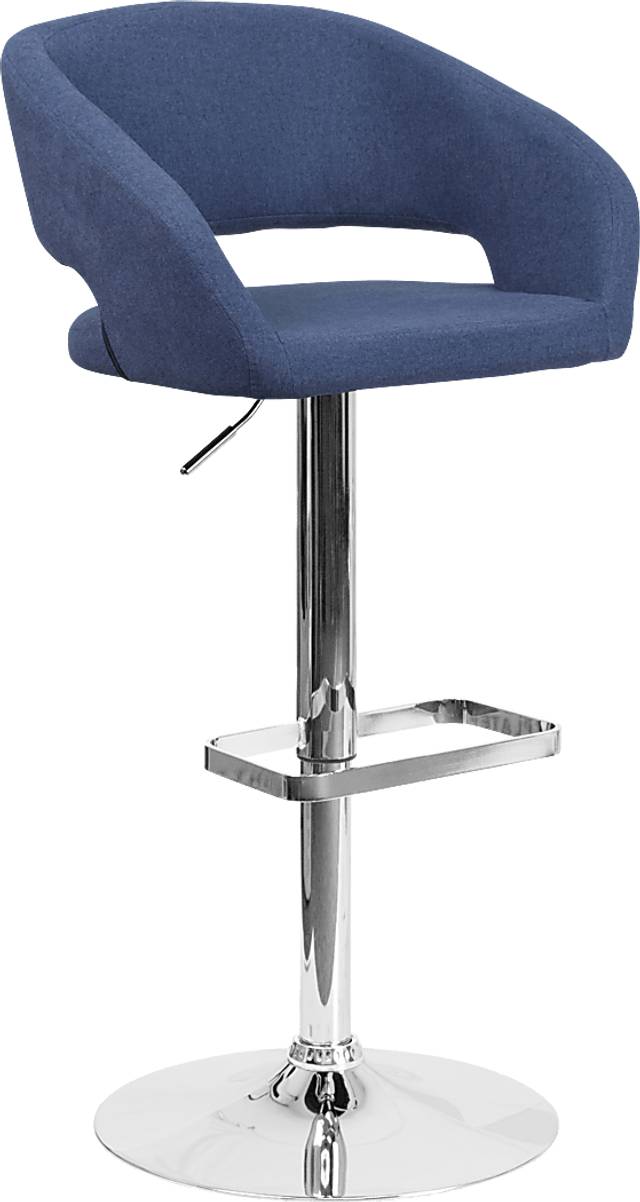 Corley Blue Plush Adjustable Swivel Barstool - Thumbnail - Image 1