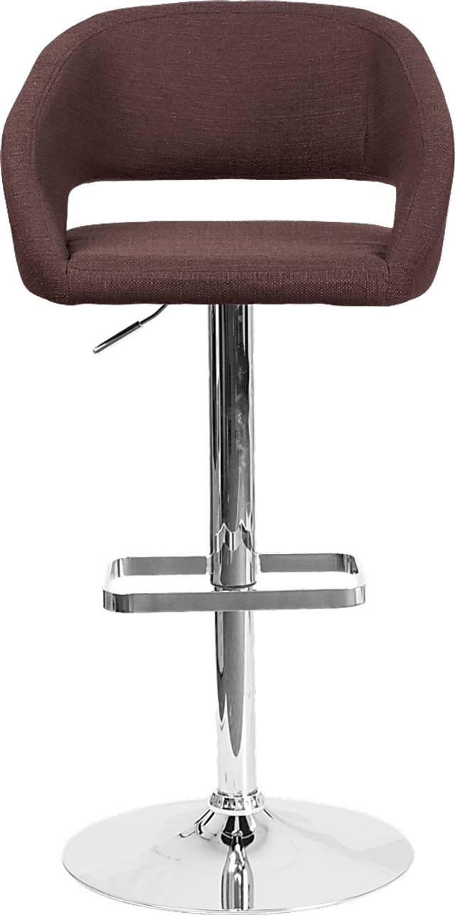 Corley Brown Plush Adjustable Swivel Barstool - Thumbnail - Image 2