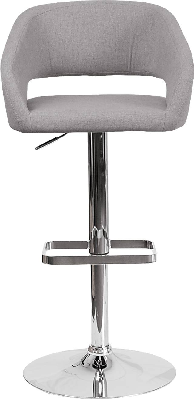 Corley Gray Plush Adjustable Swivel Barstool - Thumbnail - Image 2