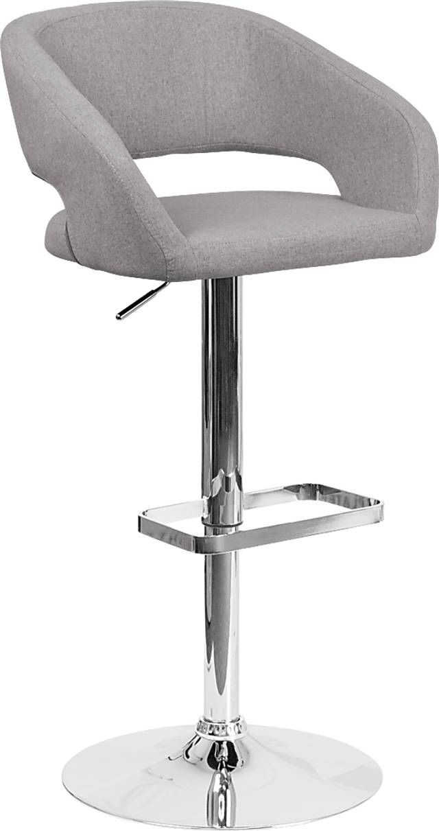 Corley Gray Plush Adjustable Swivel Barstool - Thumbnail - Image 1