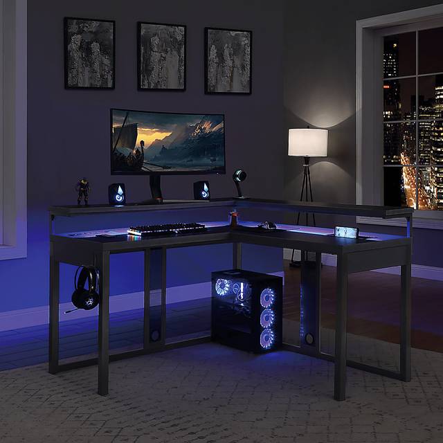 Cormack Gray L-Shaped Gaming Desk - Thumbnail - Image 11