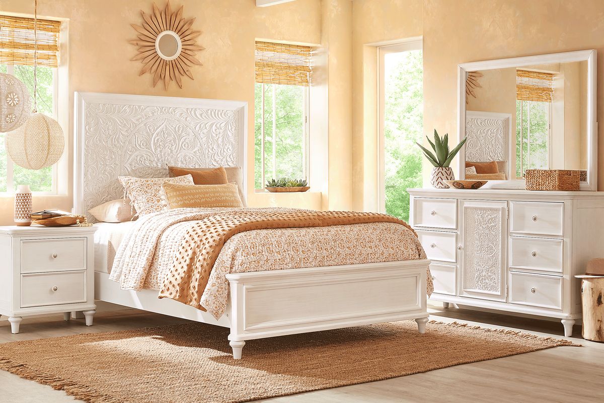 Cornelia 7 Pc White Colors,White King Bedroom Set With Dresser, Mirror ...